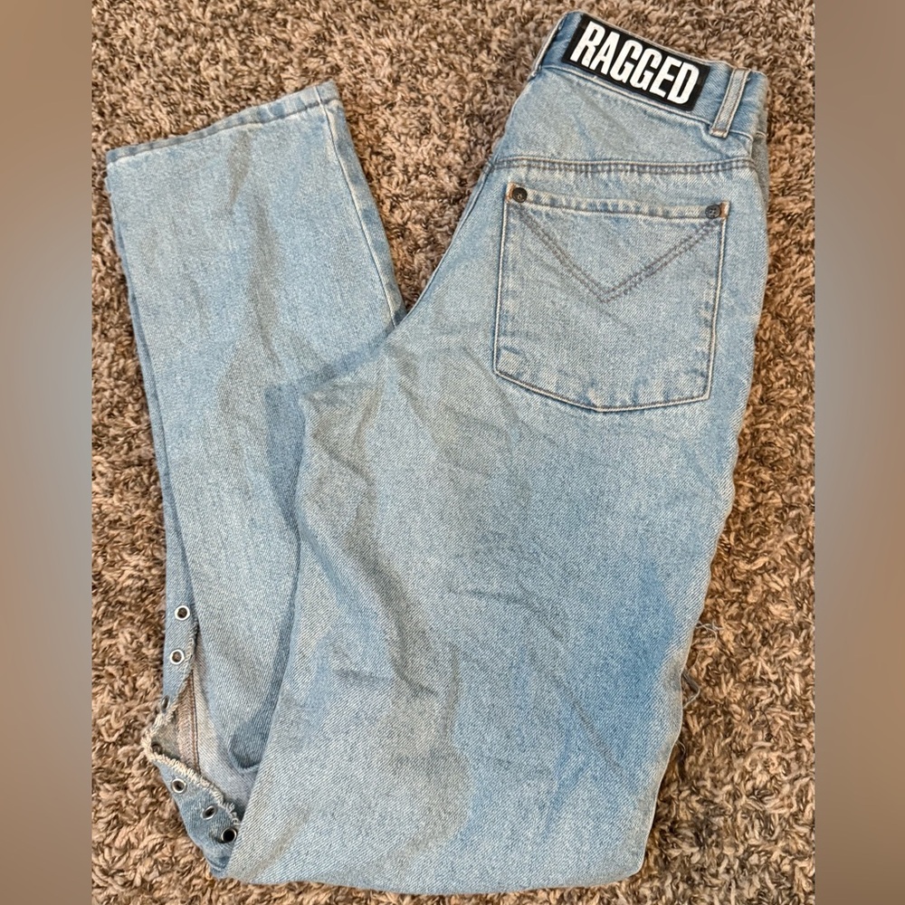 The Ragged Priest Distressed Jeans Size 26 Grommet Chain Y2K